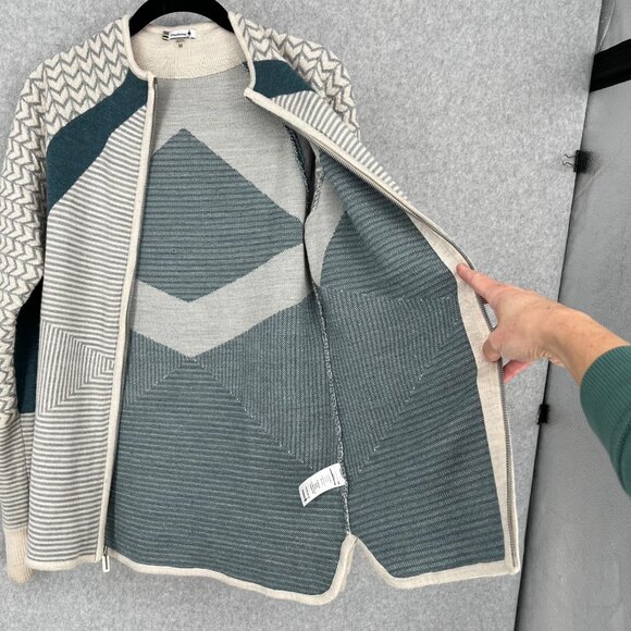 Smartwool Women's Cardigan - Cream and Teal - Picture 2 of 14